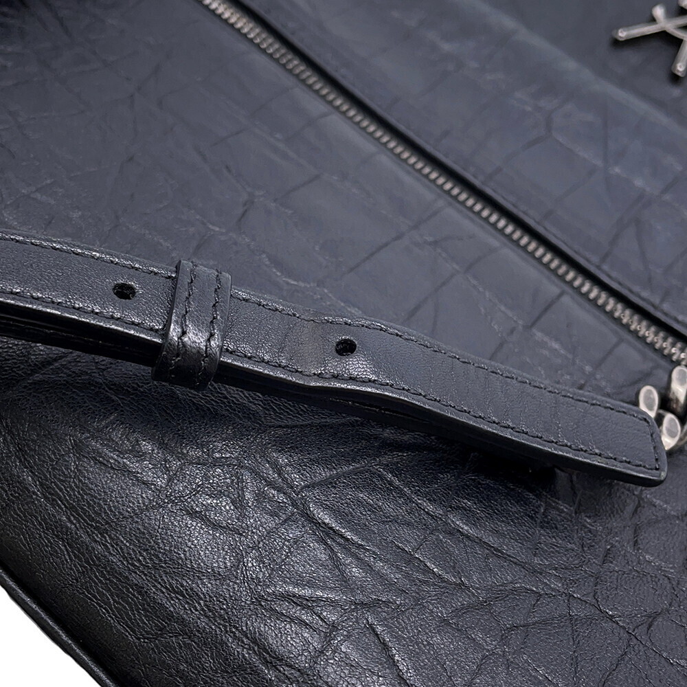Saint Laurent Paris Shoulder Bag West Hollywood Embossed Leather Black - Picture 11 of 12